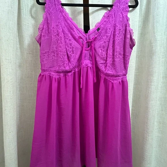 Elegant Lace Trim pink/Purple Babydoll - Picture 3 of 5